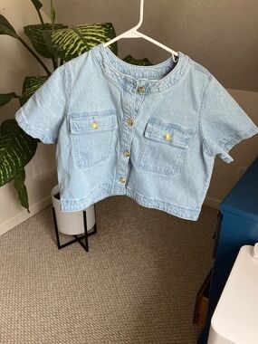 Free Assembly Denim Shirt with Gold Buttons